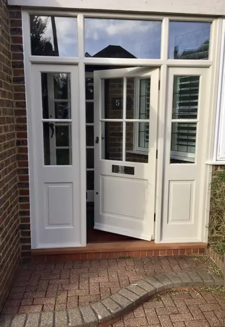 Painted Utile hardwood door and frame